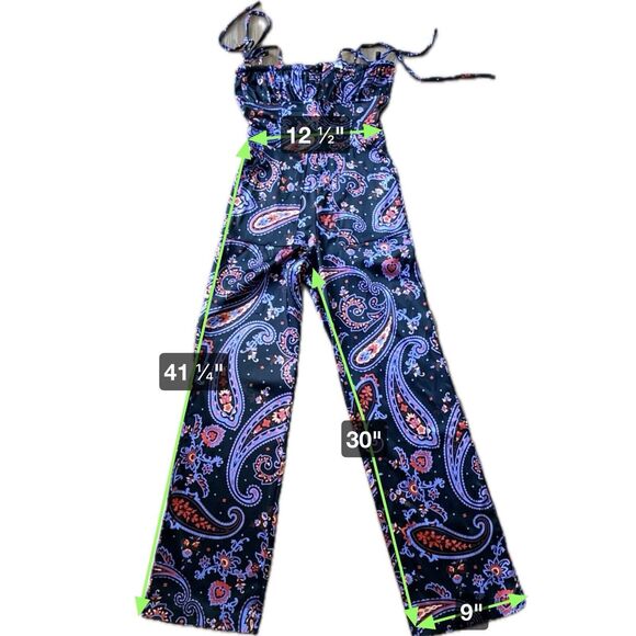 NWT Danielle Bernstein WeWoreWhat Black Paisley Pull-on Jumpsuit Jumper Size 2 - Picture 4 of 12